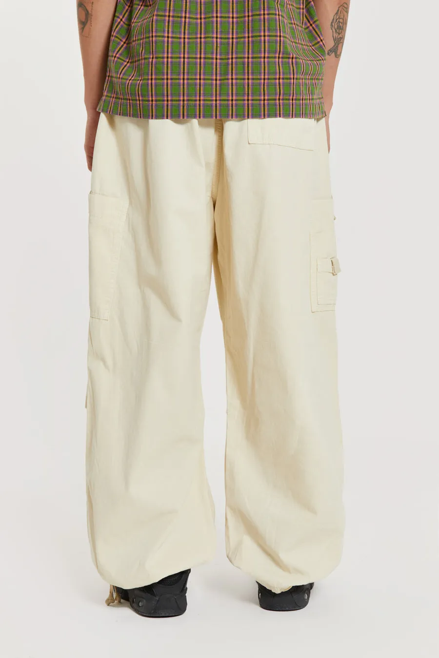 Ecru Parachute Cargo Pants