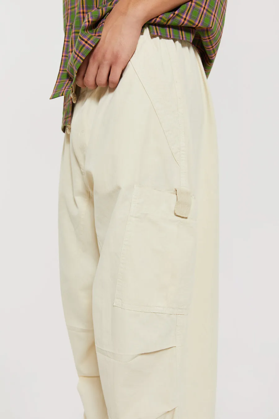 Ecru Parachute Cargo Pants