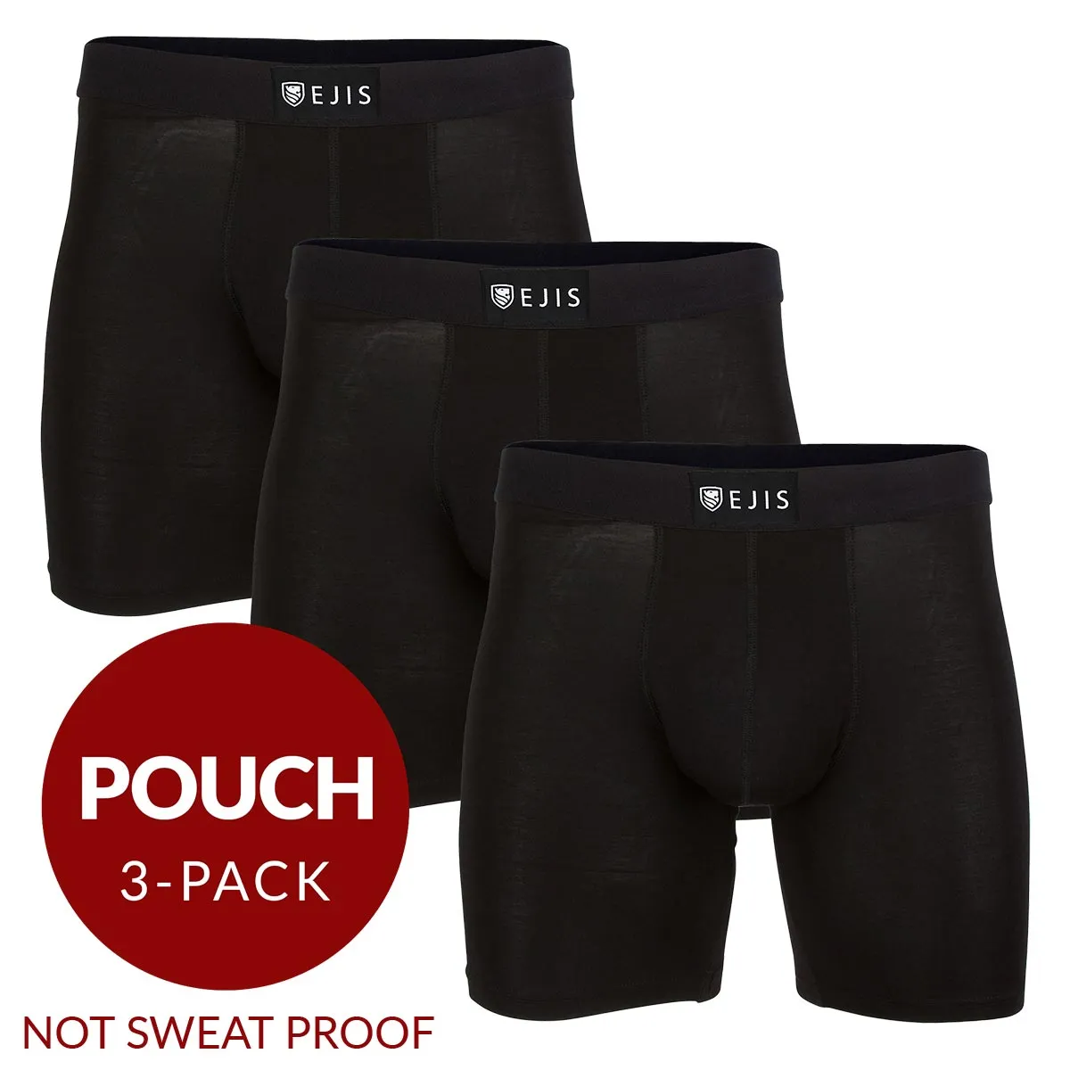 Essential Men's Boxer Briefs with Pouch - Black 3-Pack