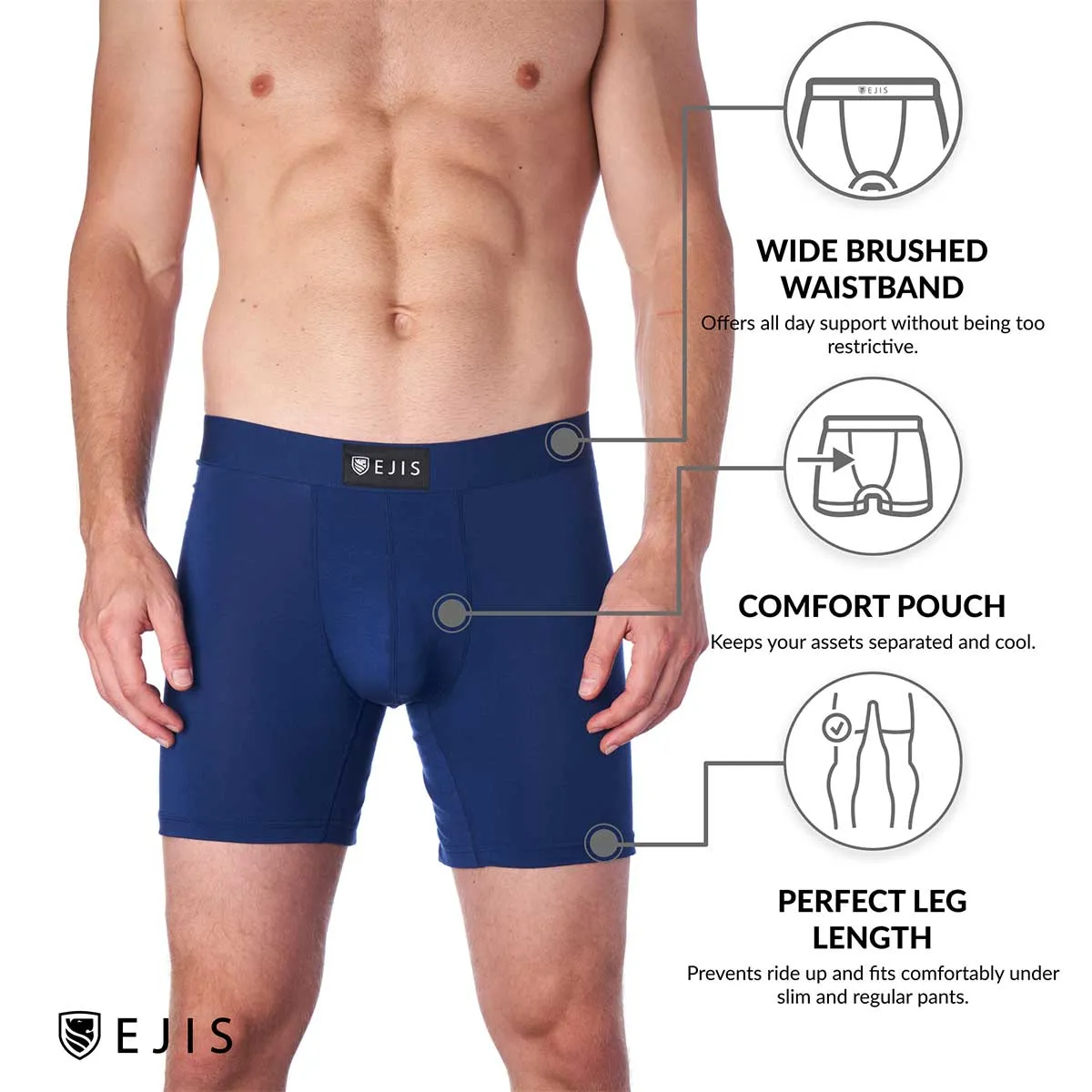 Essential Men's Boxer Briefs with Pouch - Black 6-Pack