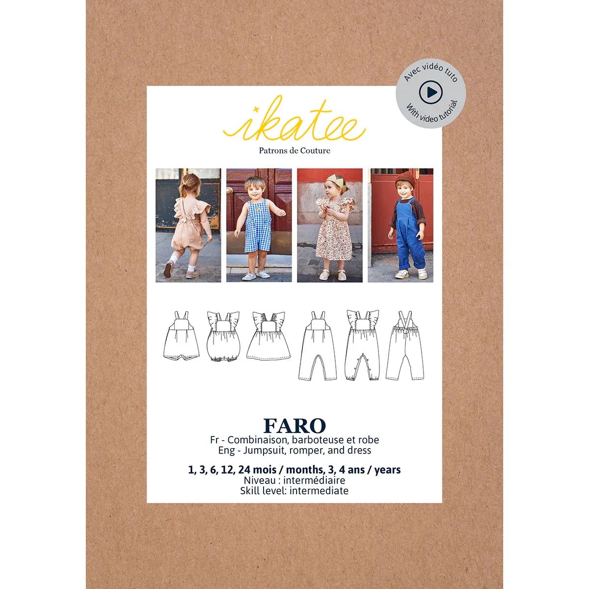 Faro Jumpsuit/Romper and Dress - Baby - Sewing Pattern | Ikatee