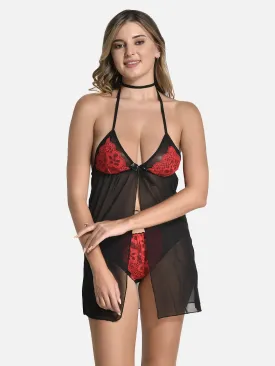 FIMS Babydoll Dress Nightwear for Honeymoon | Sexy Babydoll Nightgown with Hipster Panty