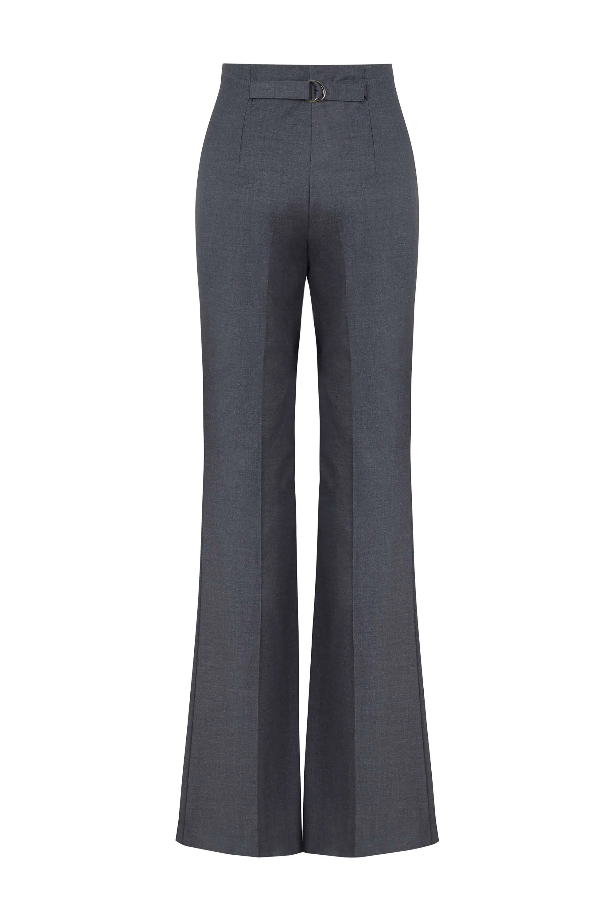 Flared Pants with Back Metal Belt Detail (Final Sale)