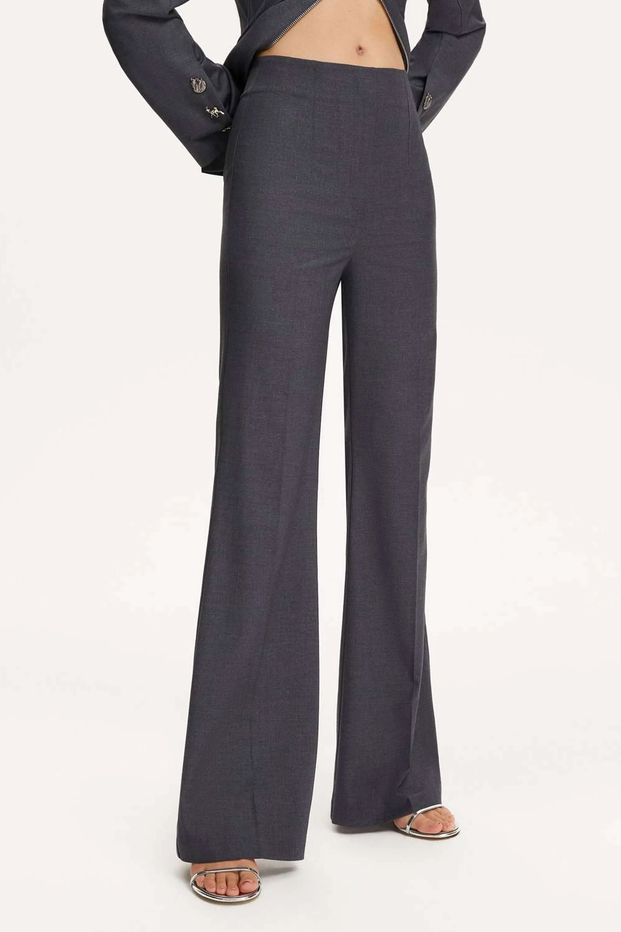 Flared Pants with Back Metal Belt Detail (Final Sale)