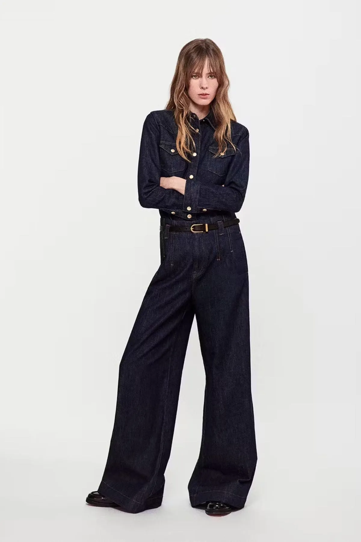 Frame Denim Darted Wide Leg Jean - Rinse