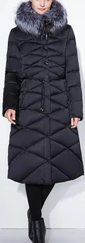 Fur-Hooded Puffer Coat, Black