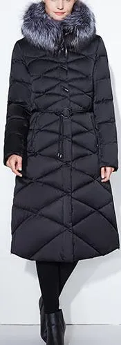 Fur-Hooded Puffer Coat, Black