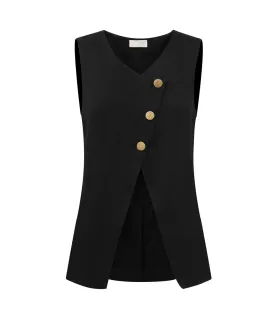 Gigi Asymmetric Vest in Black