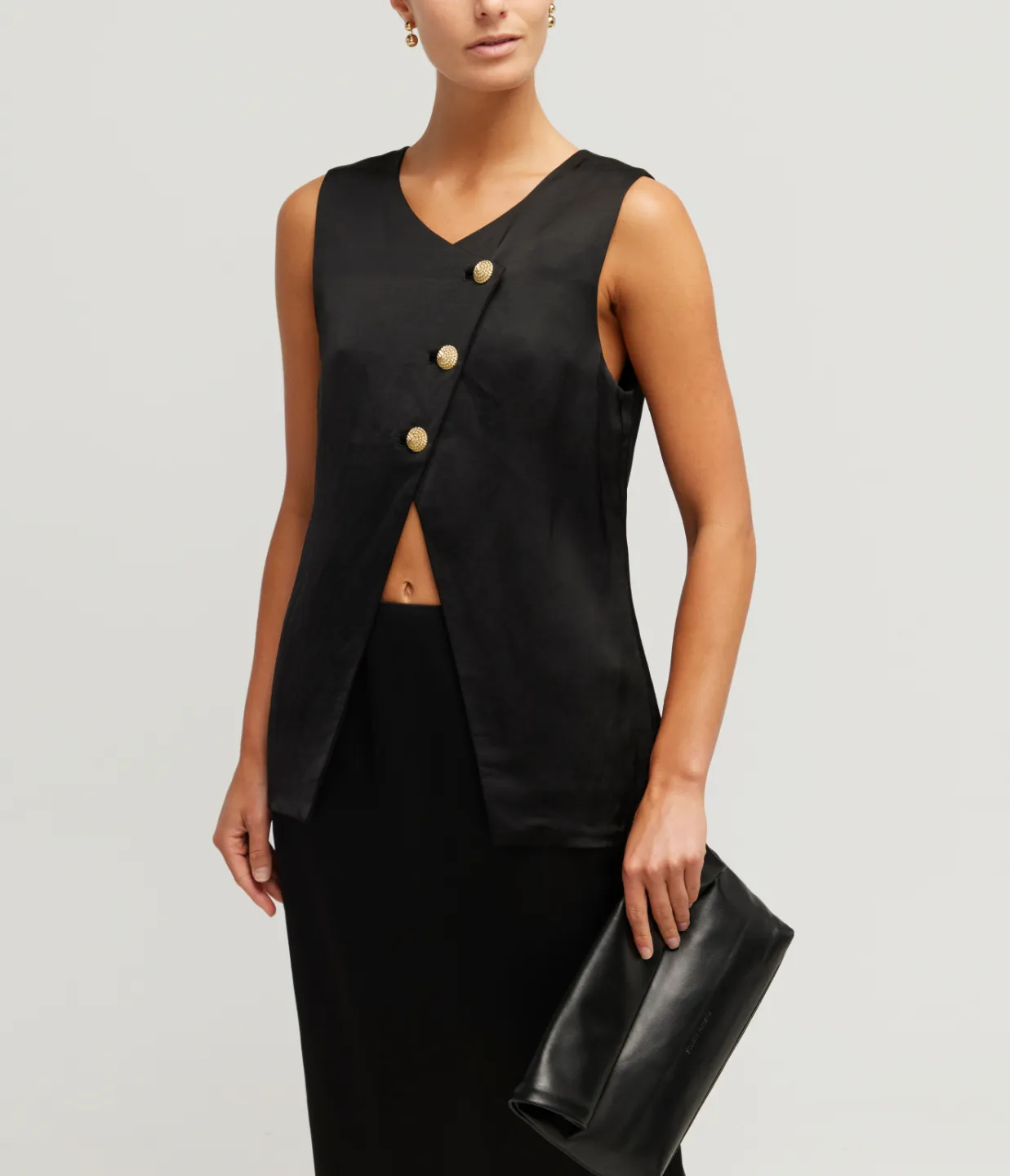 Gigi Asymmetric Vest in Black