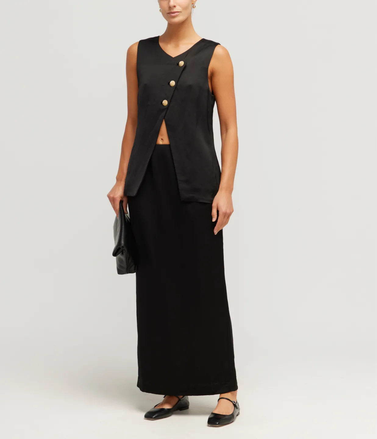 Gigi Asymmetric Vest in Black