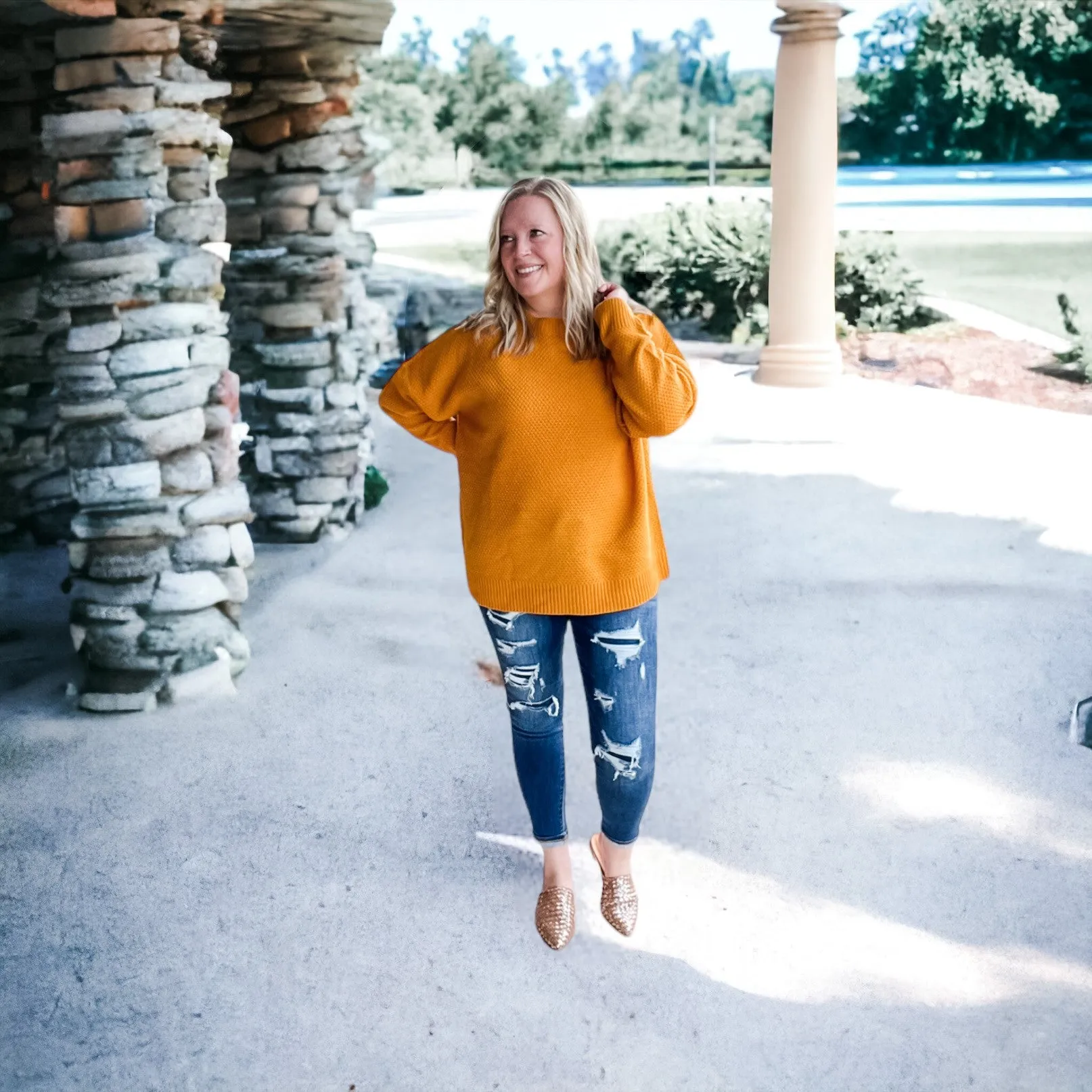 Golden Mustard Round Neck Sweater