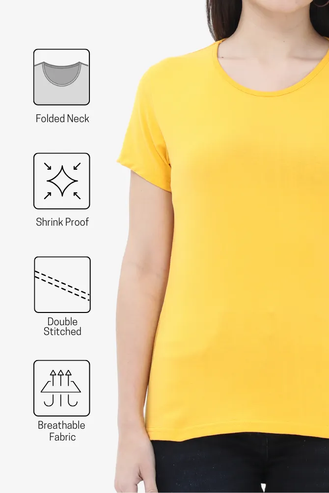 Golden Yellow Scoop Neck T-shirt for women