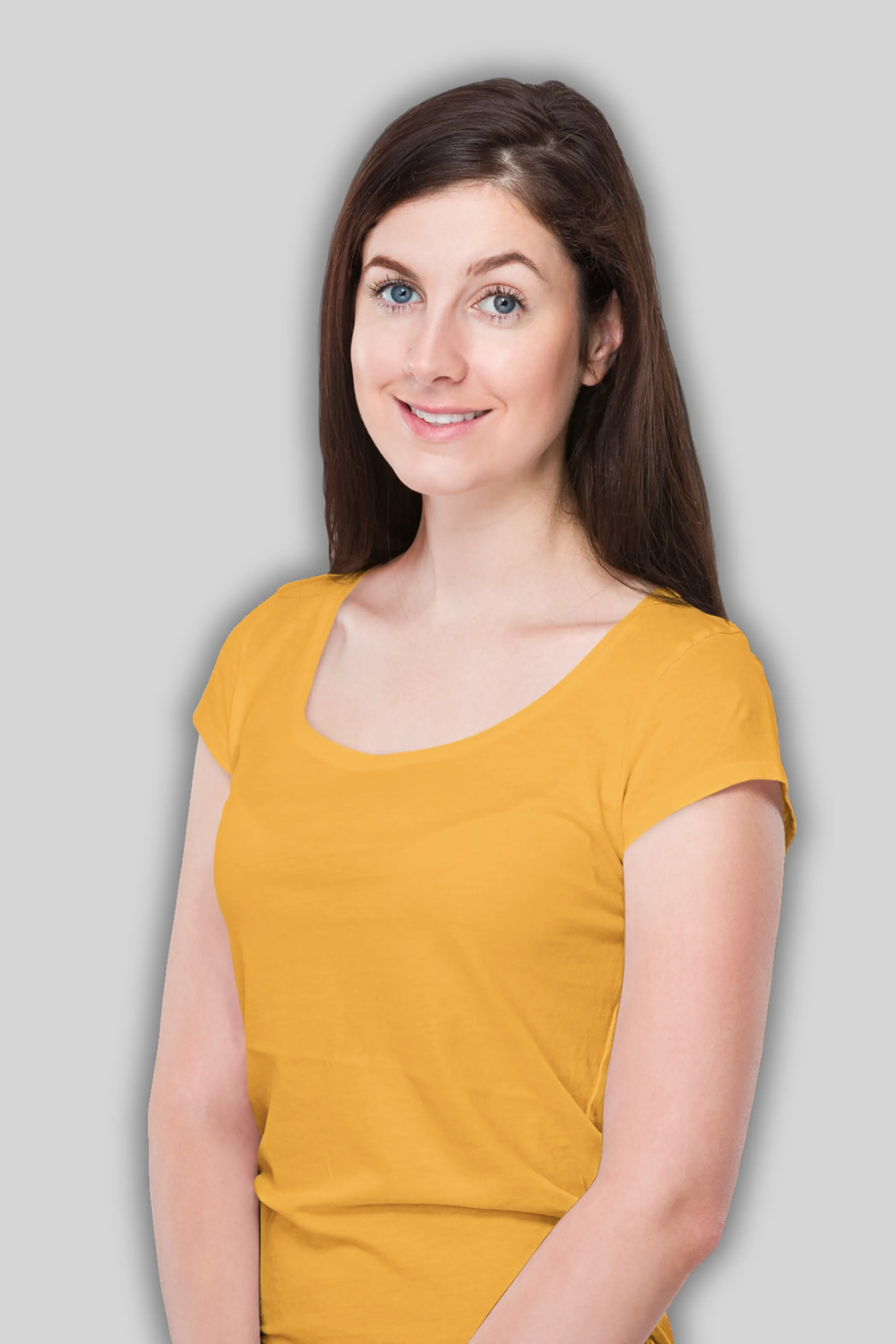 Golden Yellow Scoop Neck T-shirt for women