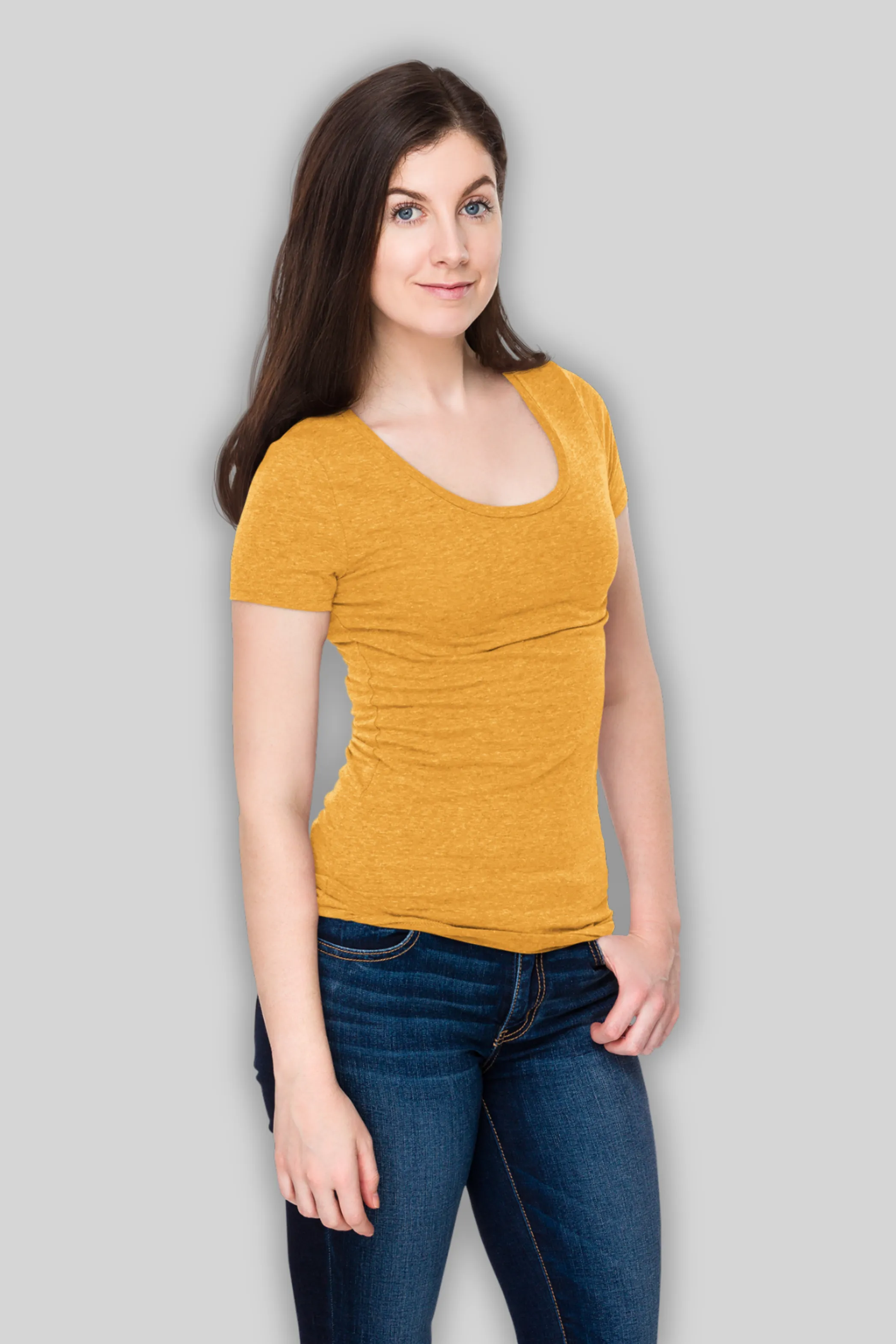 Golden Yellow Scoop Neck T-shirt for women