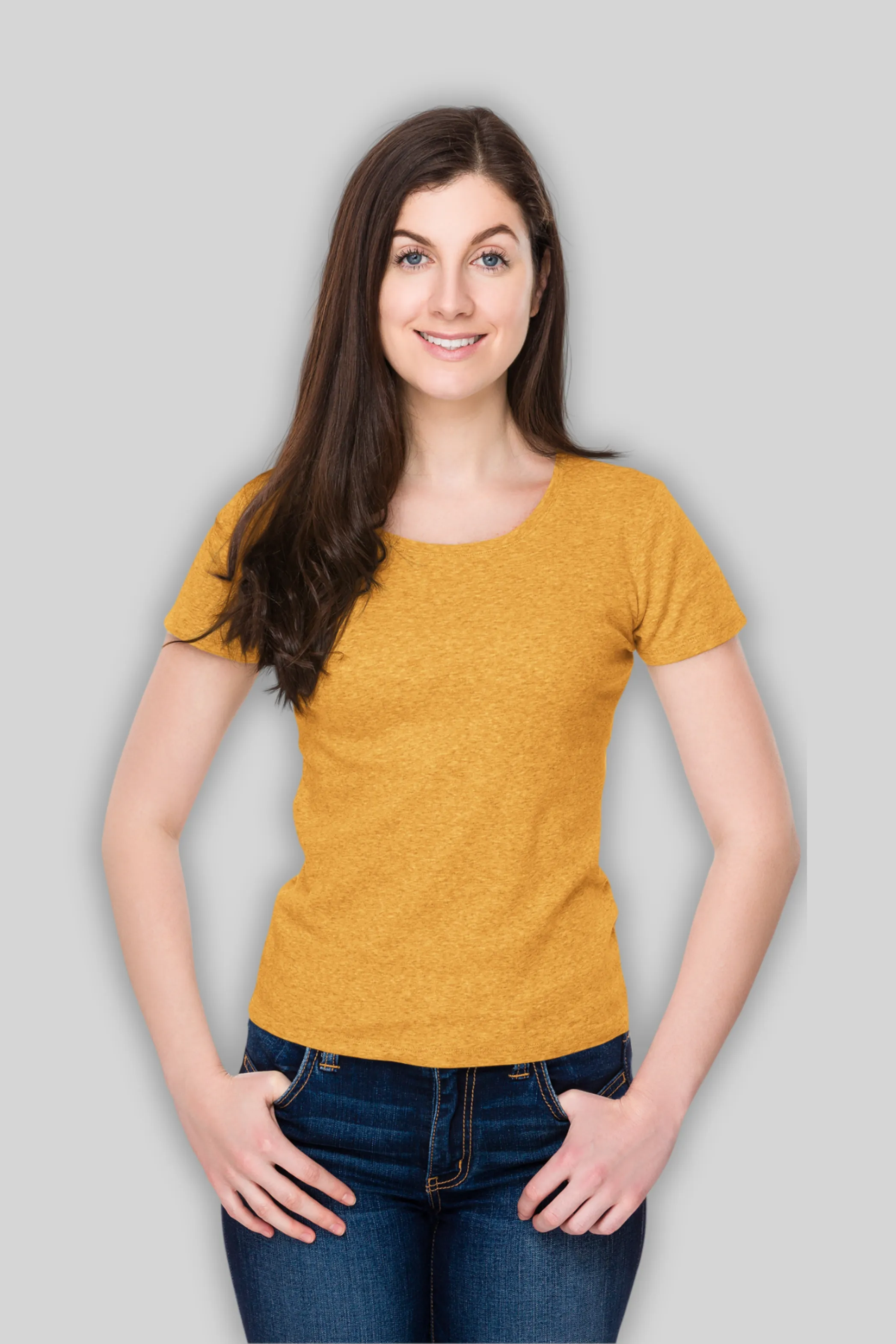 Golden Yellow Scoop Neck T-shirt for women