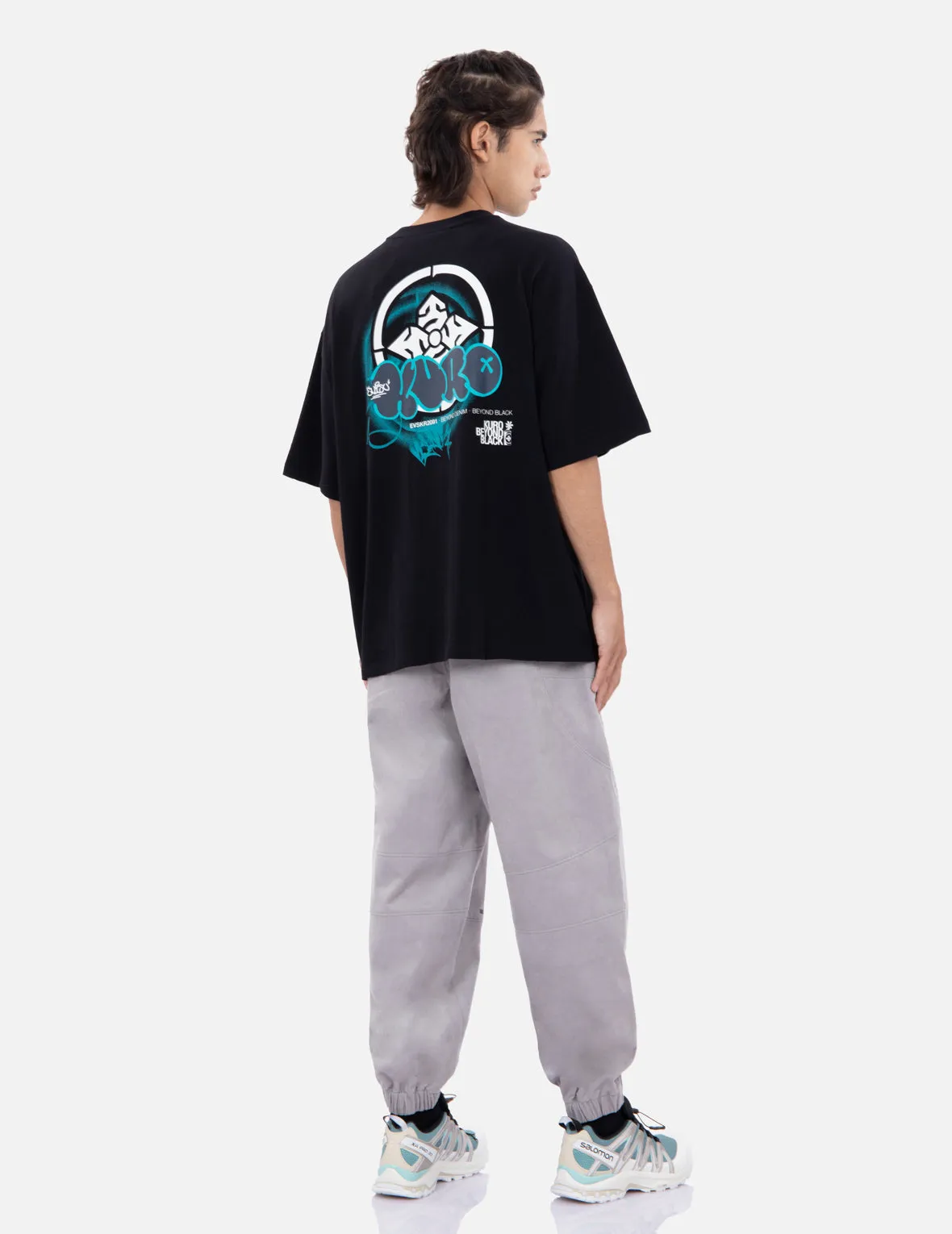 Gradient Slogan Print Corduroy Cargo Pants