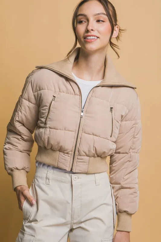 High Neck Cropped Puffer