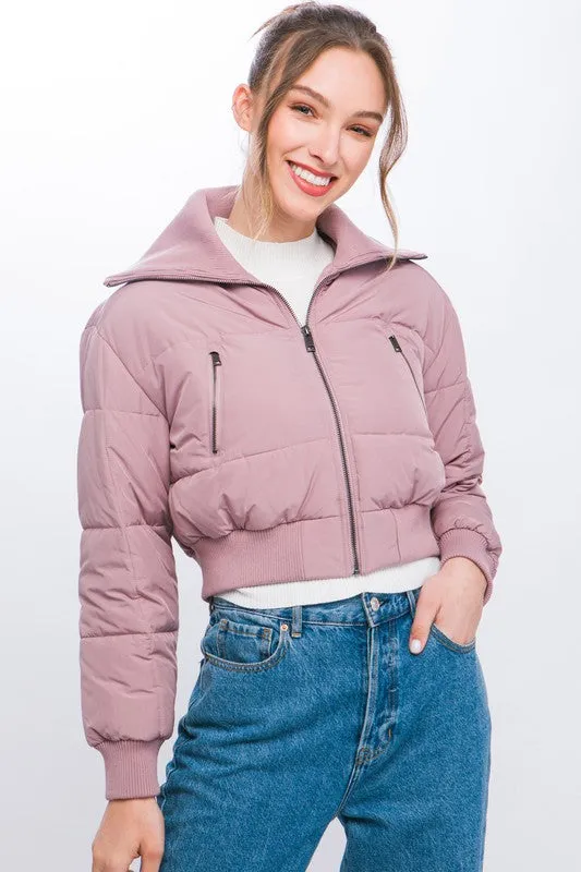 High Neck Cropped Puffer