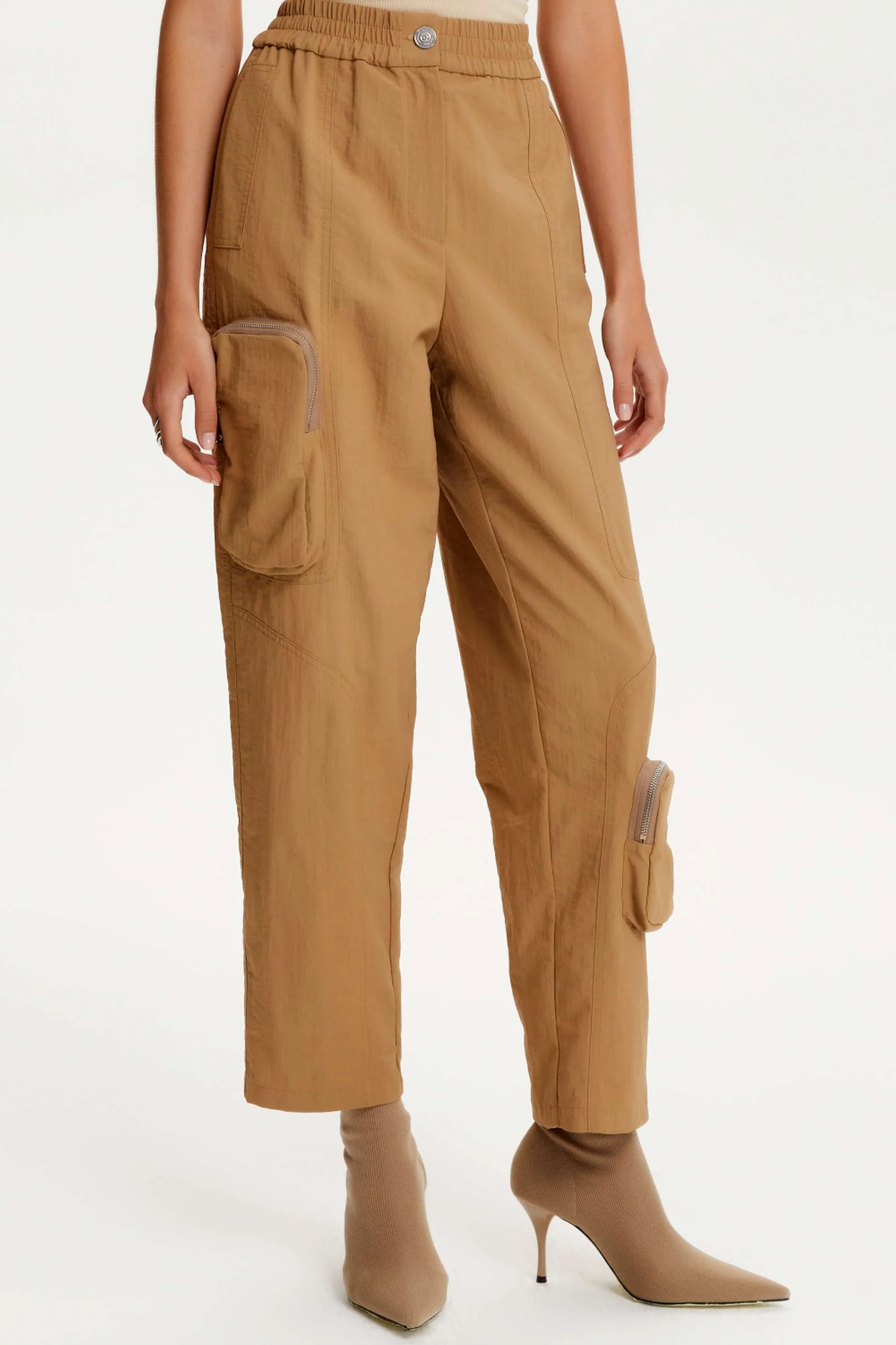 High Waist Boyfriend Pants With Cargo Pockets (Final Sale)