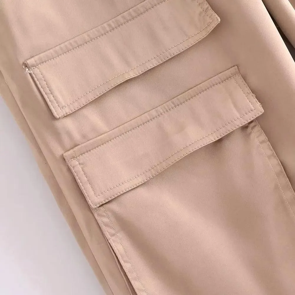 High Waist Zipper Cargo Pants