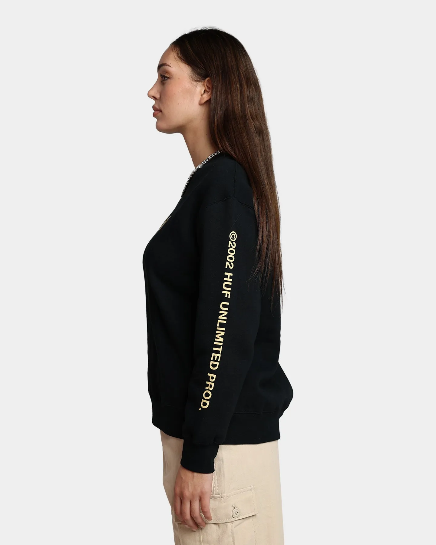 HUF Women's Italicized Crewneck Black