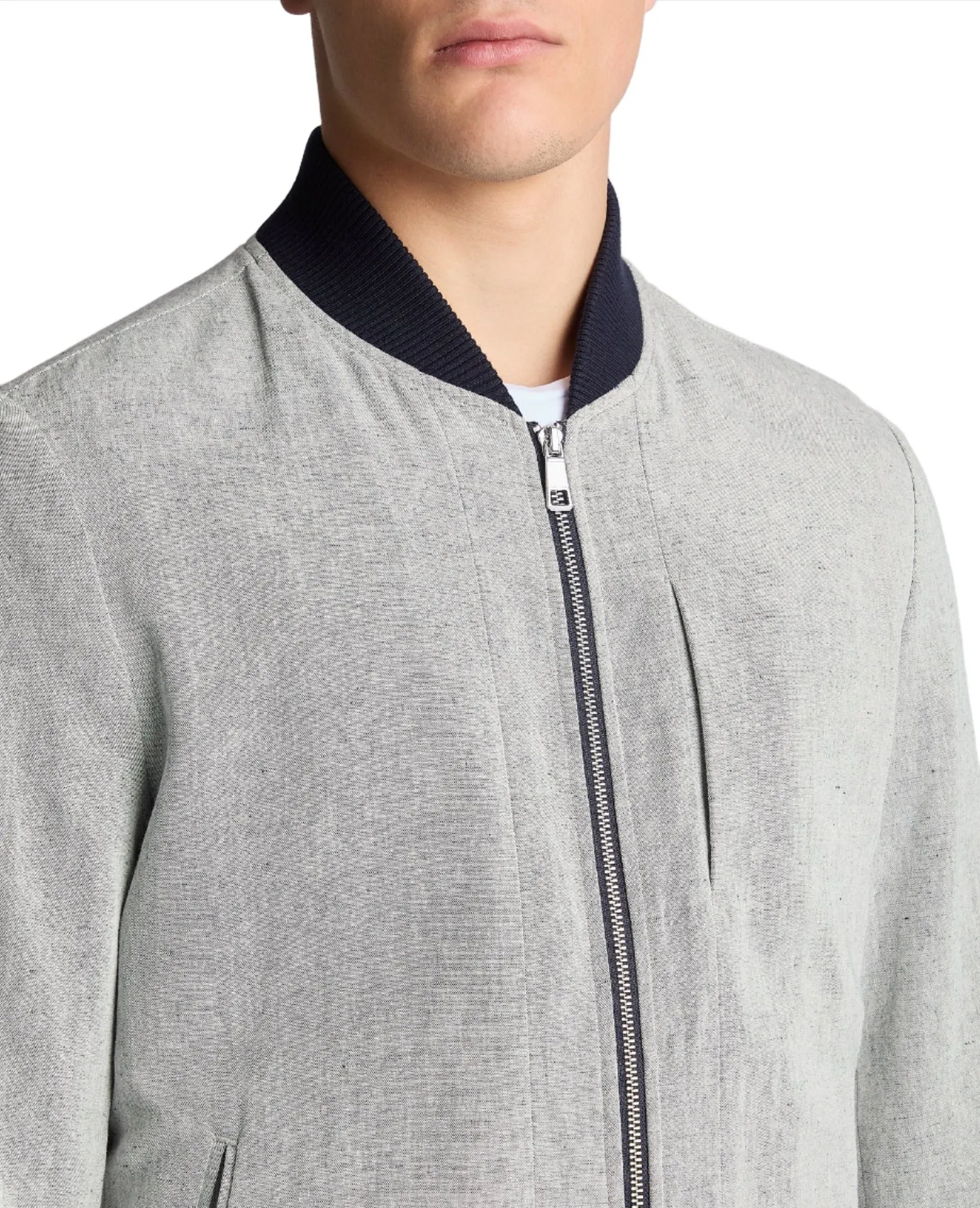 ID24428-Remus Grey Linen Bomber Jacket