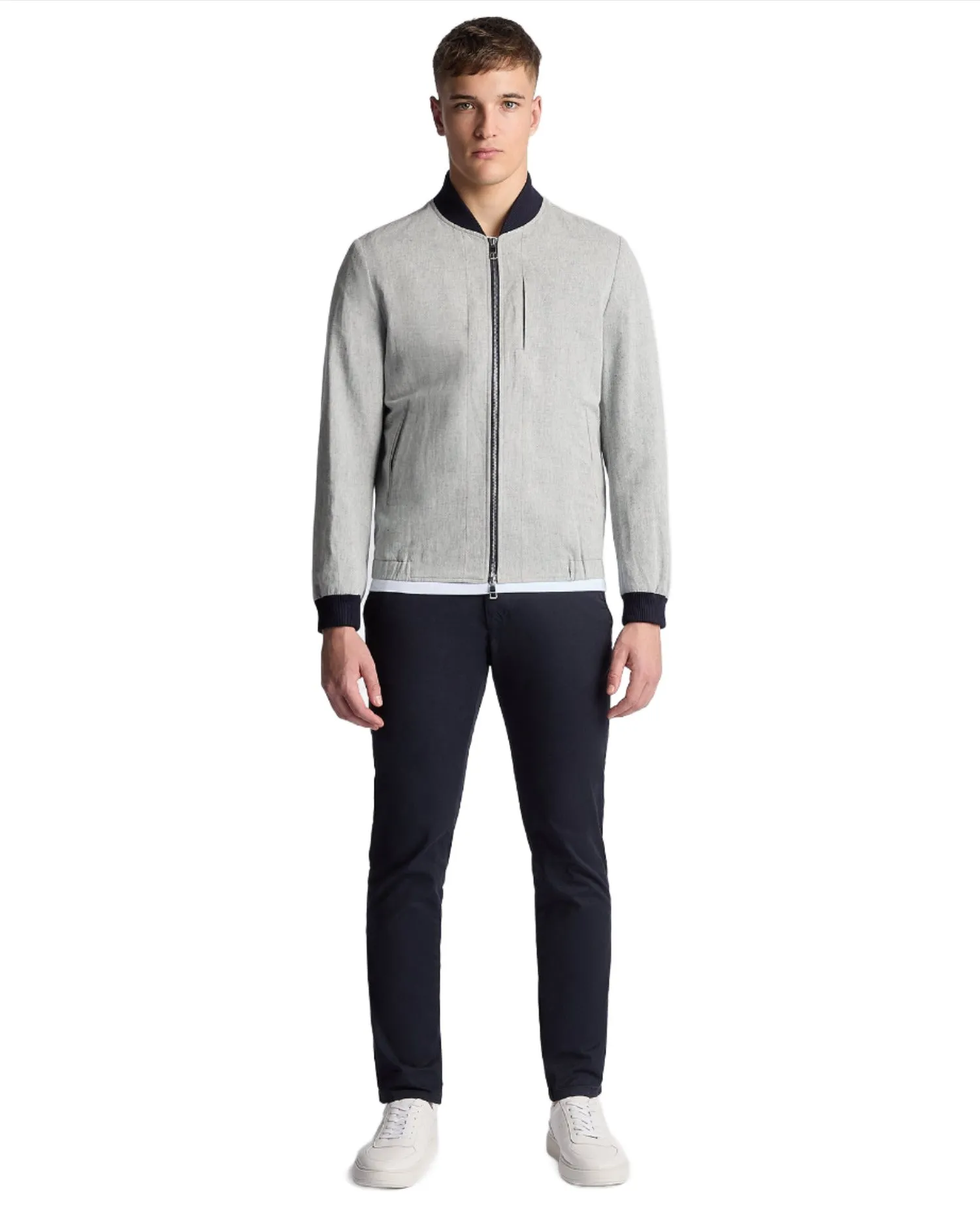 ID24428-Remus Grey Linen Bomber Jacket