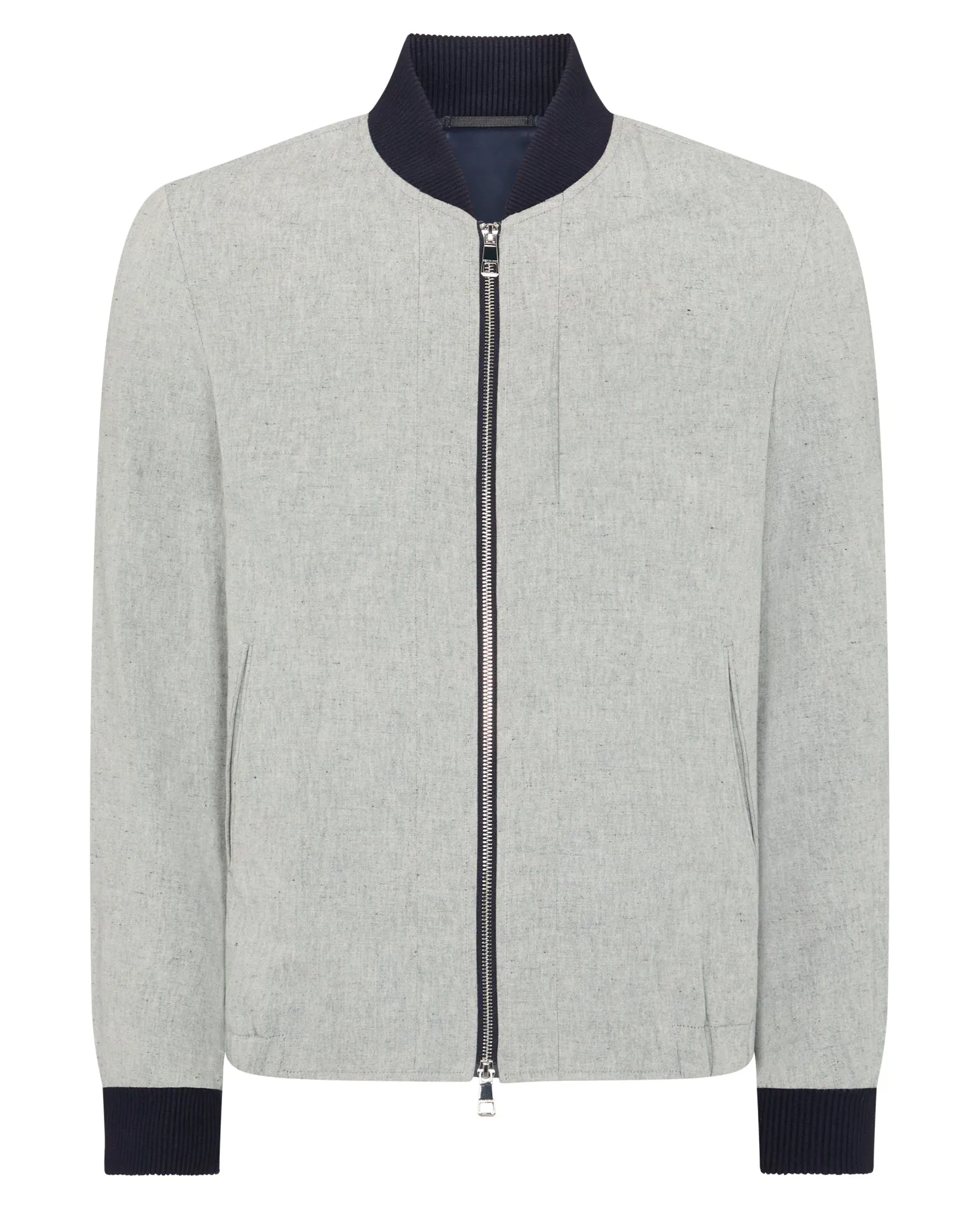 ID24428-Remus Grey Linen Bomber Jacket