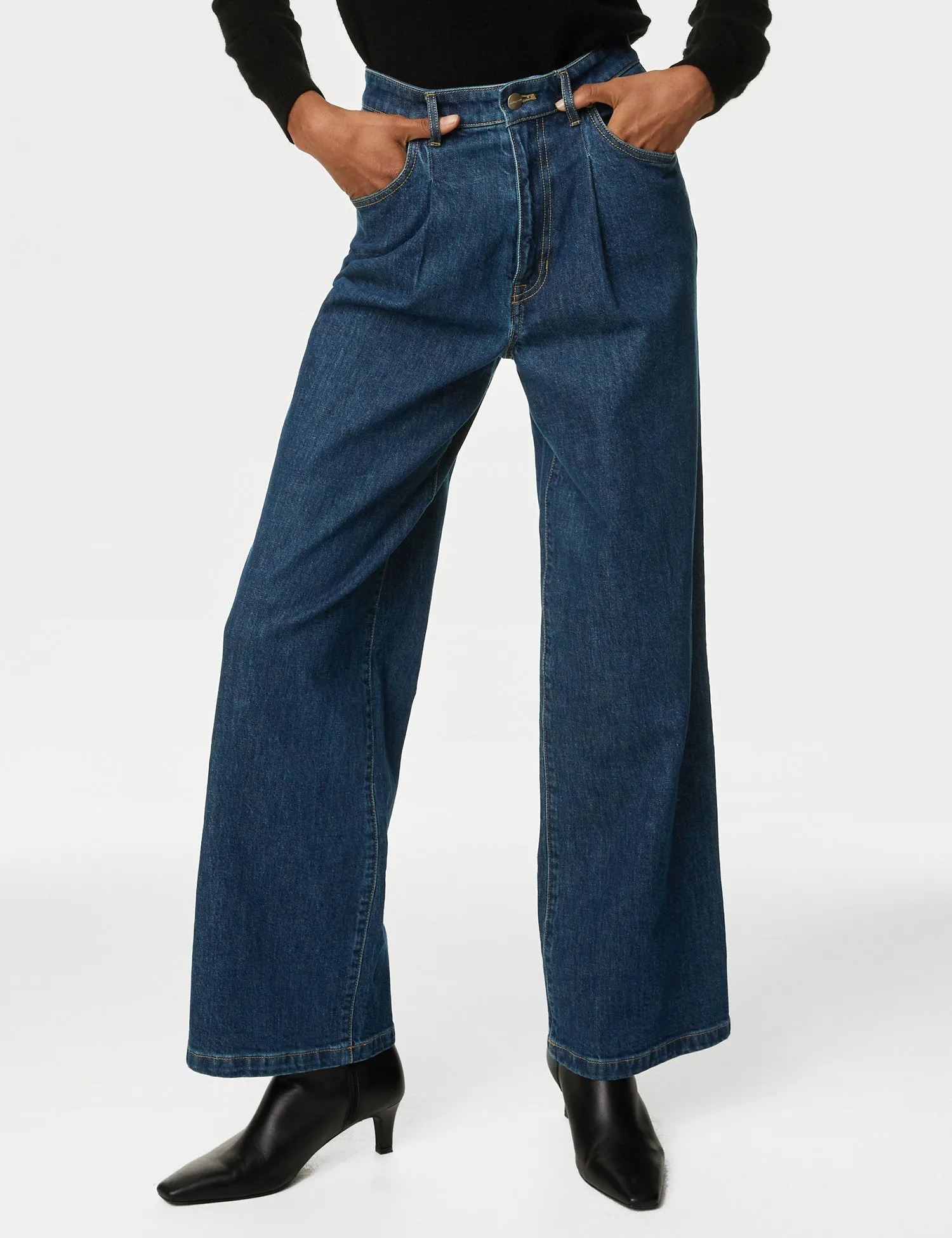 Italian Denim High Waisted Wide Leg Jeans