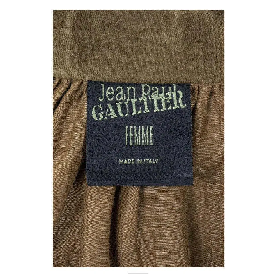 JEAN PAUL GAULTIER 1990s Olive Silk Crop Bomber Jacket | Size 10