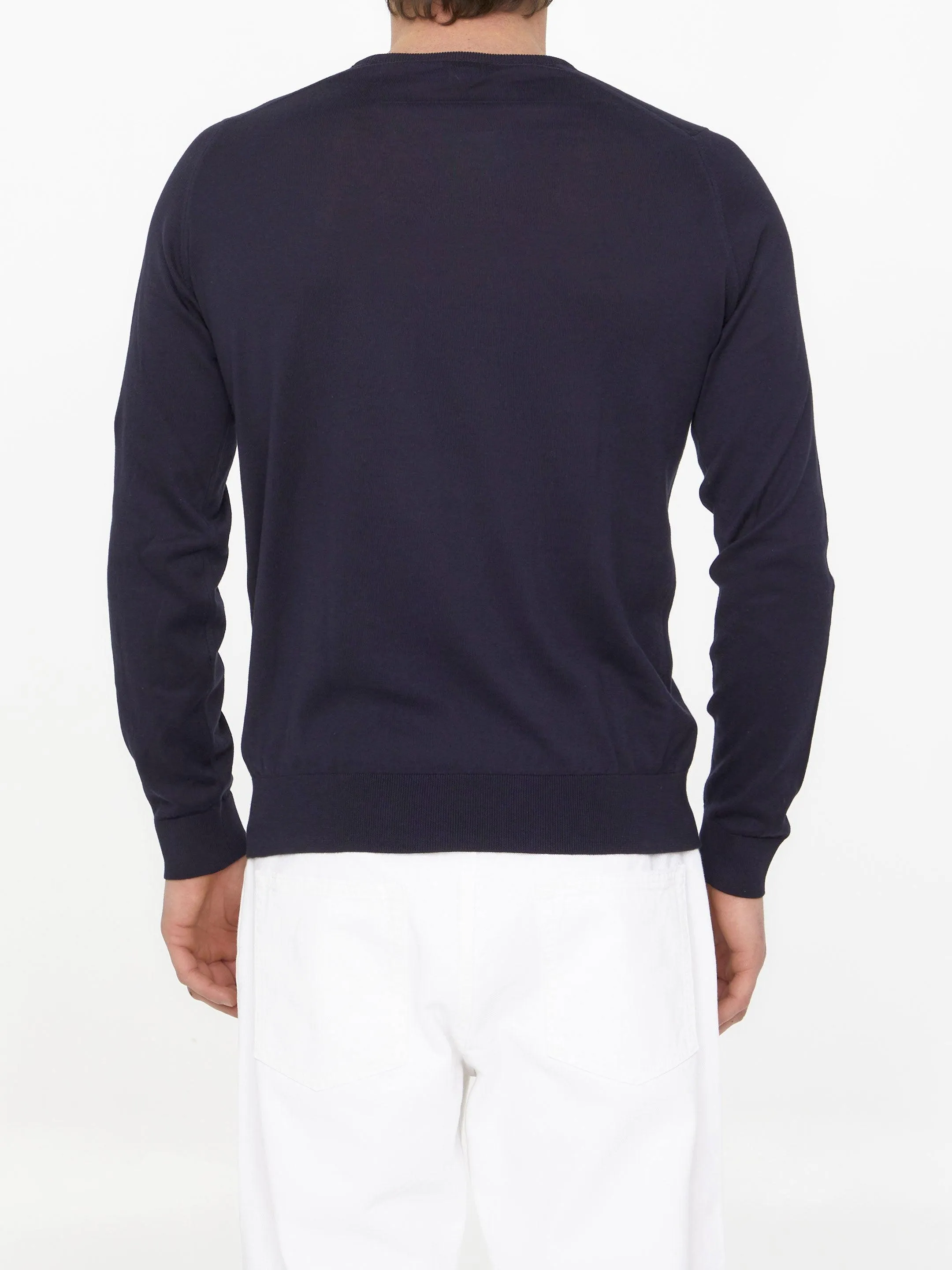 John Smedley Blue Cotton Jumper