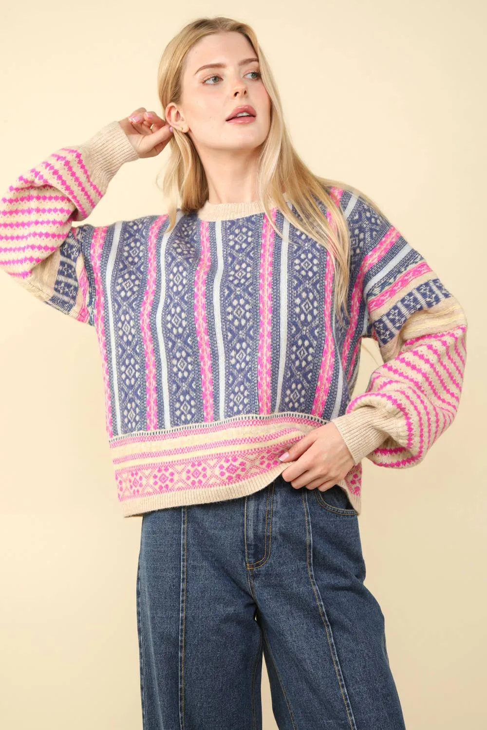 Josie Oversized Cozy Printed Sweater