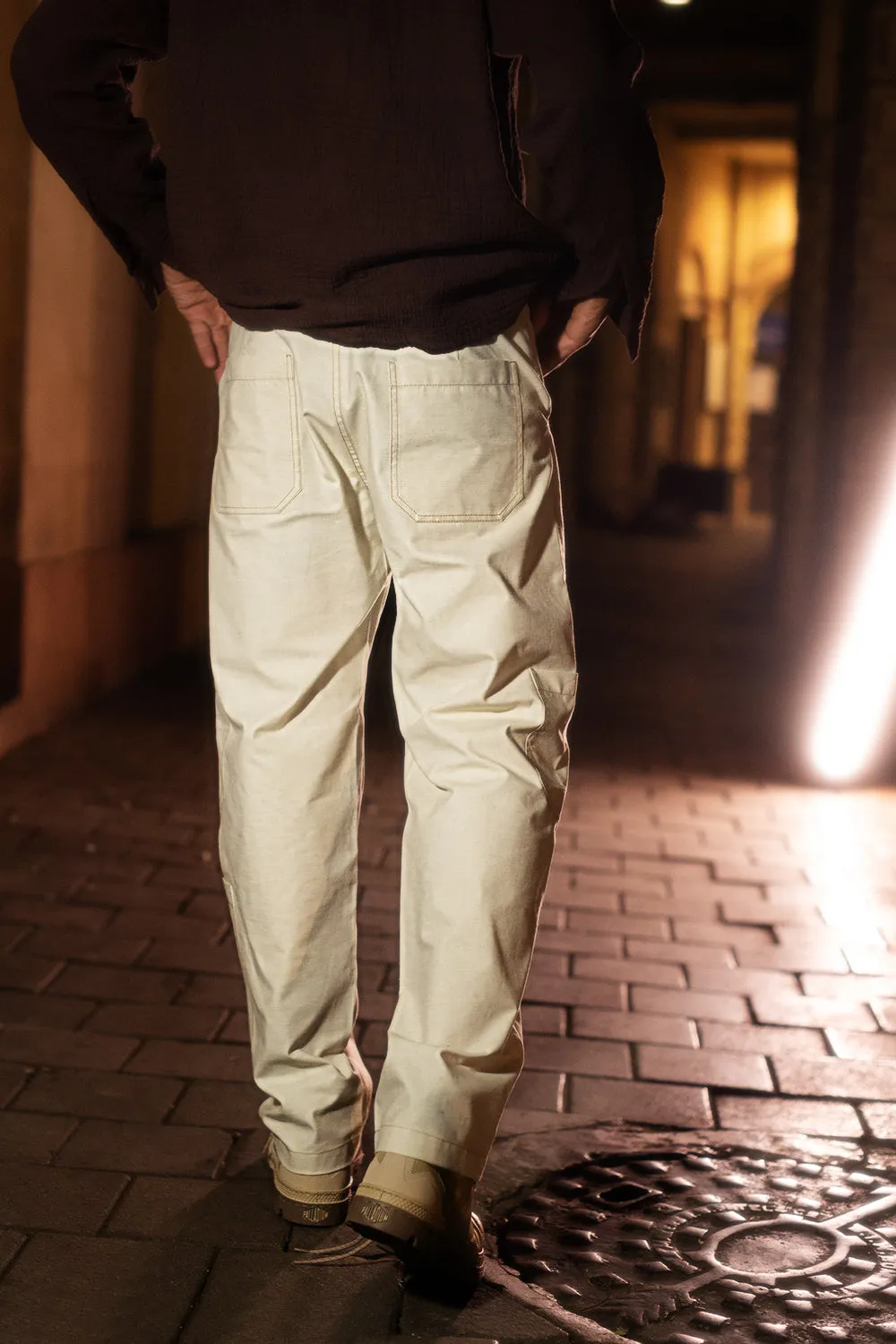 Khaki Topstitch Cargo Pants