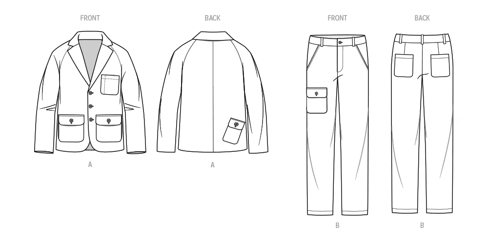 Know Me sewing pattern KM2075 Men's Jacket and Pants by Donny Q