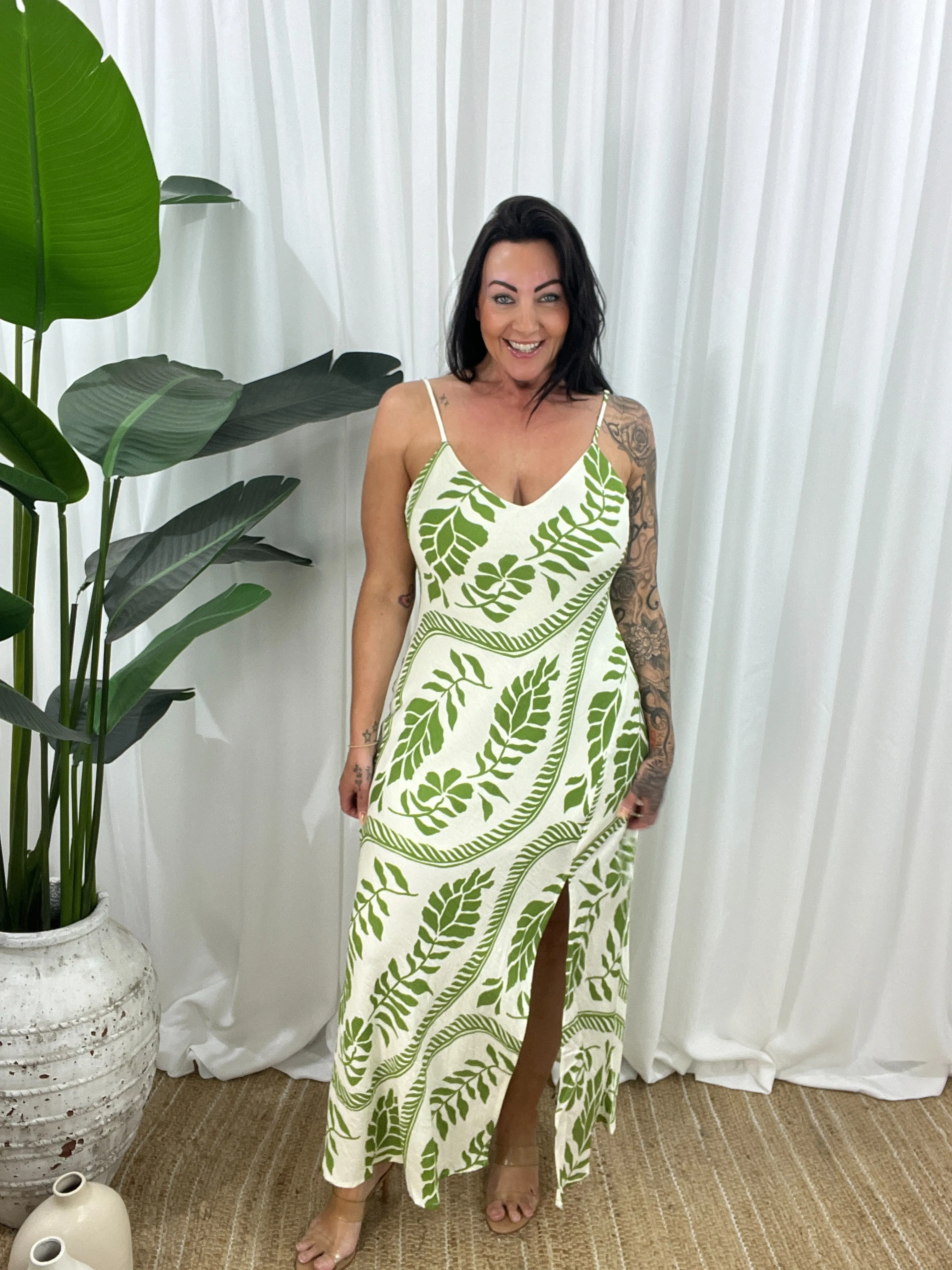 La Vine Dress - Green/Cream