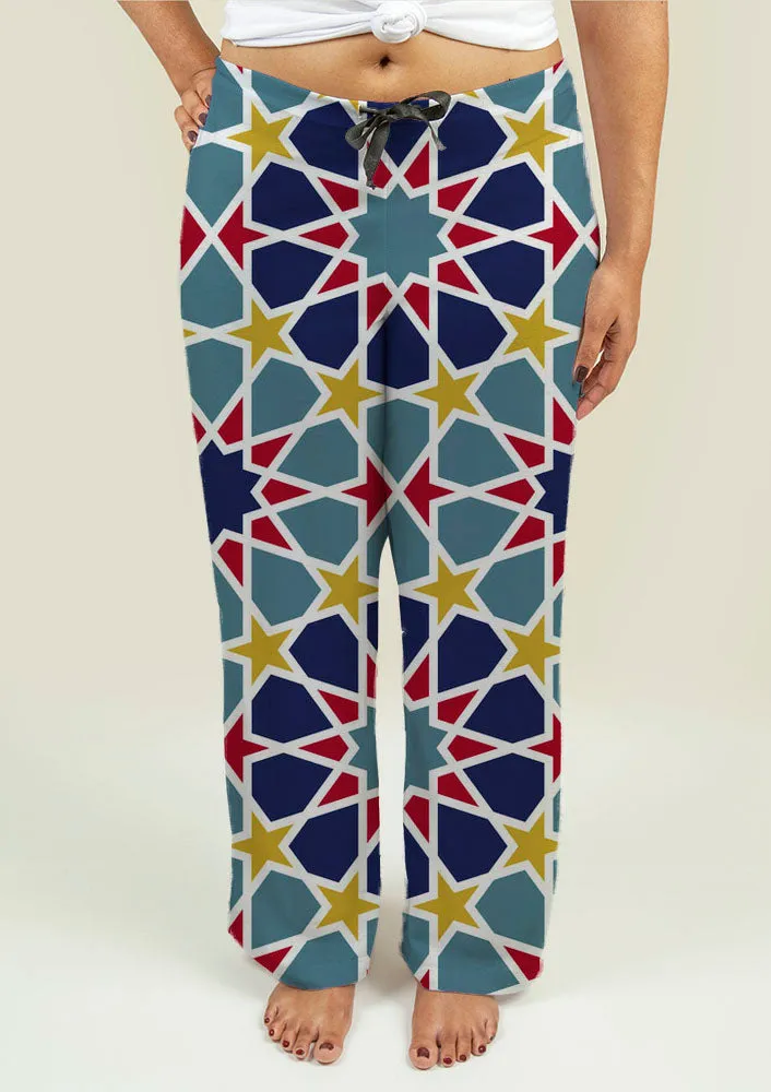 Ladies Pajama Pants with Arabesque Pattern