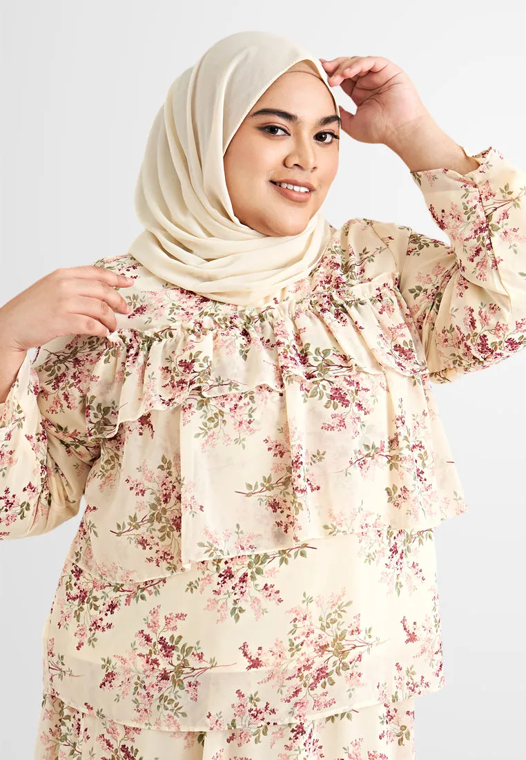 Lolita Floral Layered Chiffon Ruffle Top