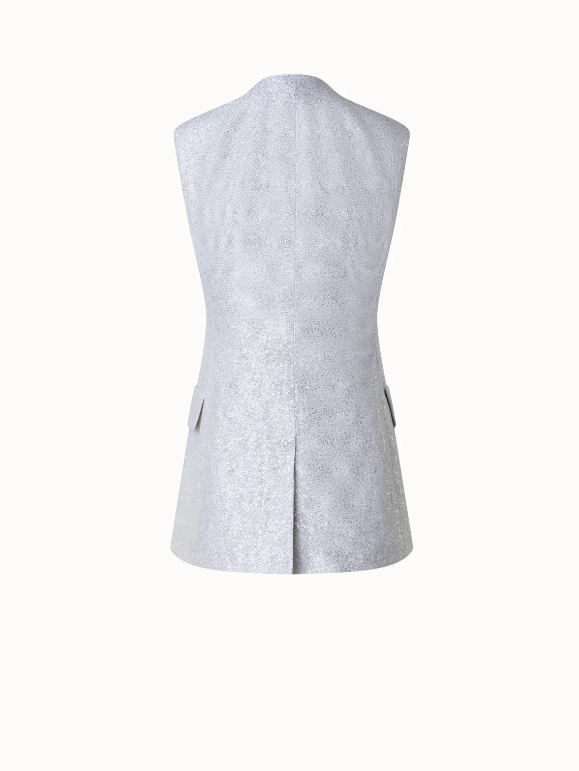 Long Linen Blend Gilet with Sequins