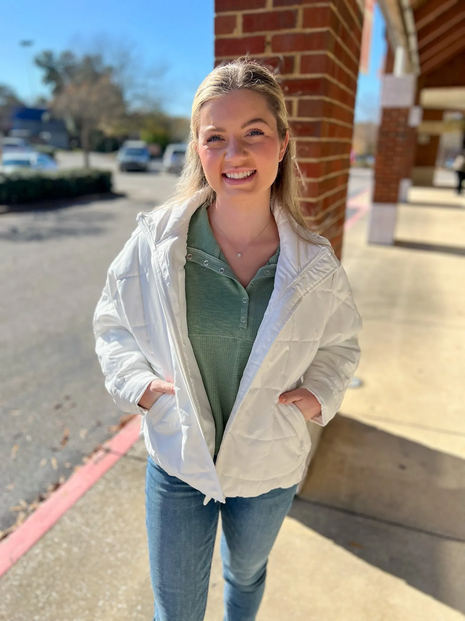 Long Lost Love White Quilted Puffer Jacket