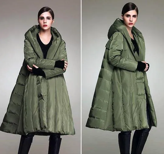 Loose Long Women Down Coat, Winter Loose Puffer Coat,90% Hooded Duck Down Jackets 5655