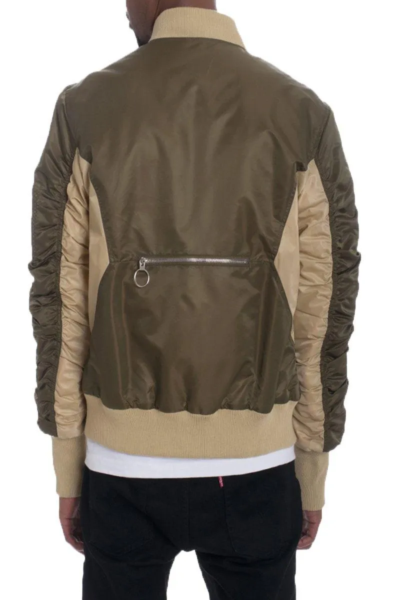 Mens Brown Two Tone Bomber Jacket