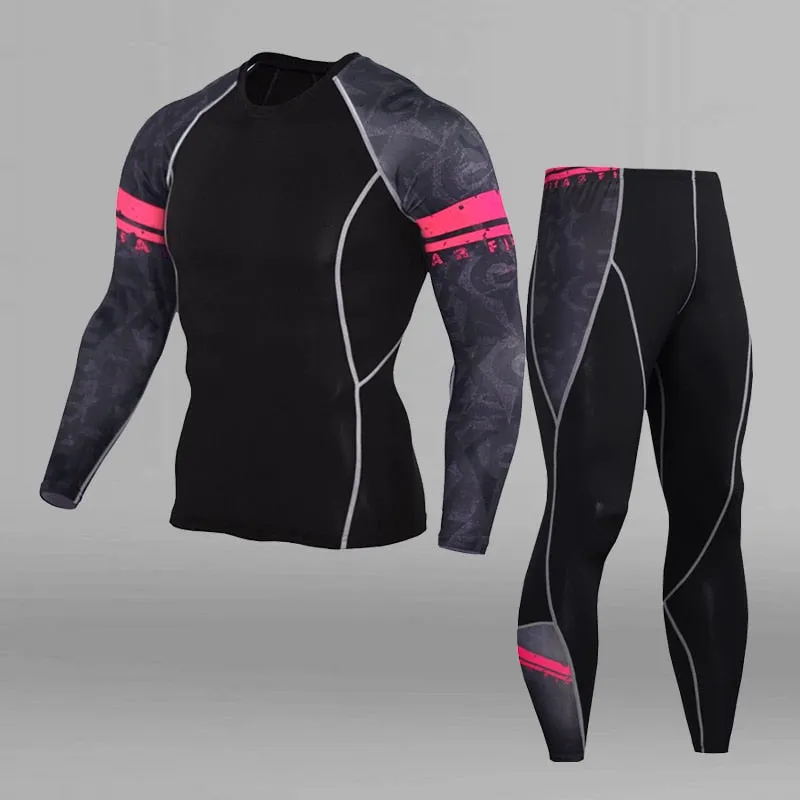 Men's Compression Thermal Underwear - Black/Pink