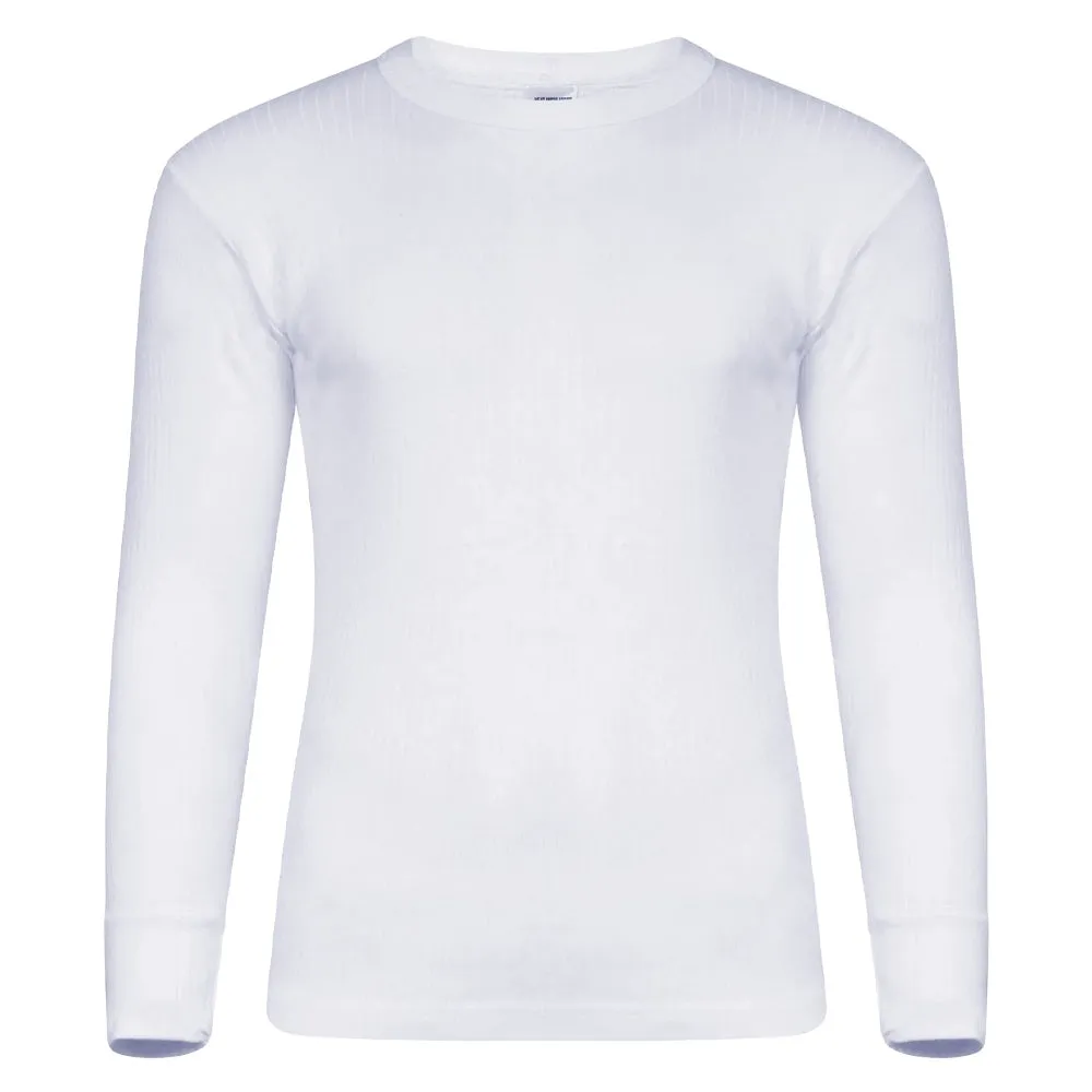 Mens White Thermal Long Sleeved Underwear Top