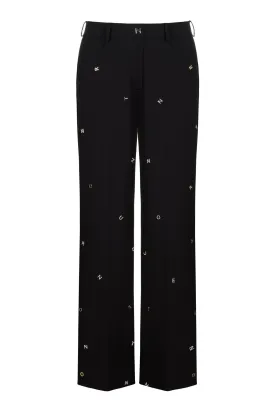 Metallic Letter Detailed Pants (Final Sale)