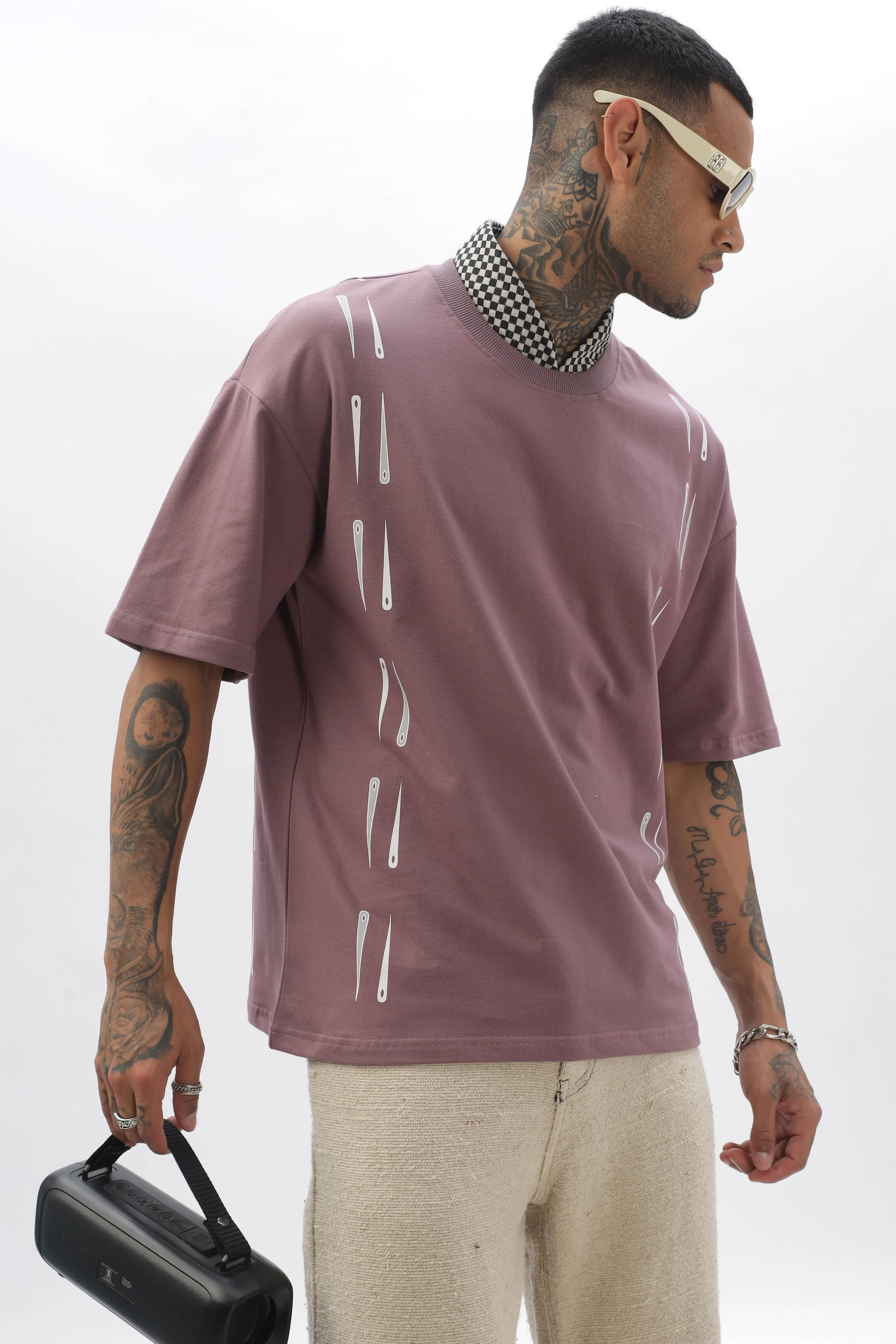 NeedleFlow Rose Ebony Dropshoulder Tee