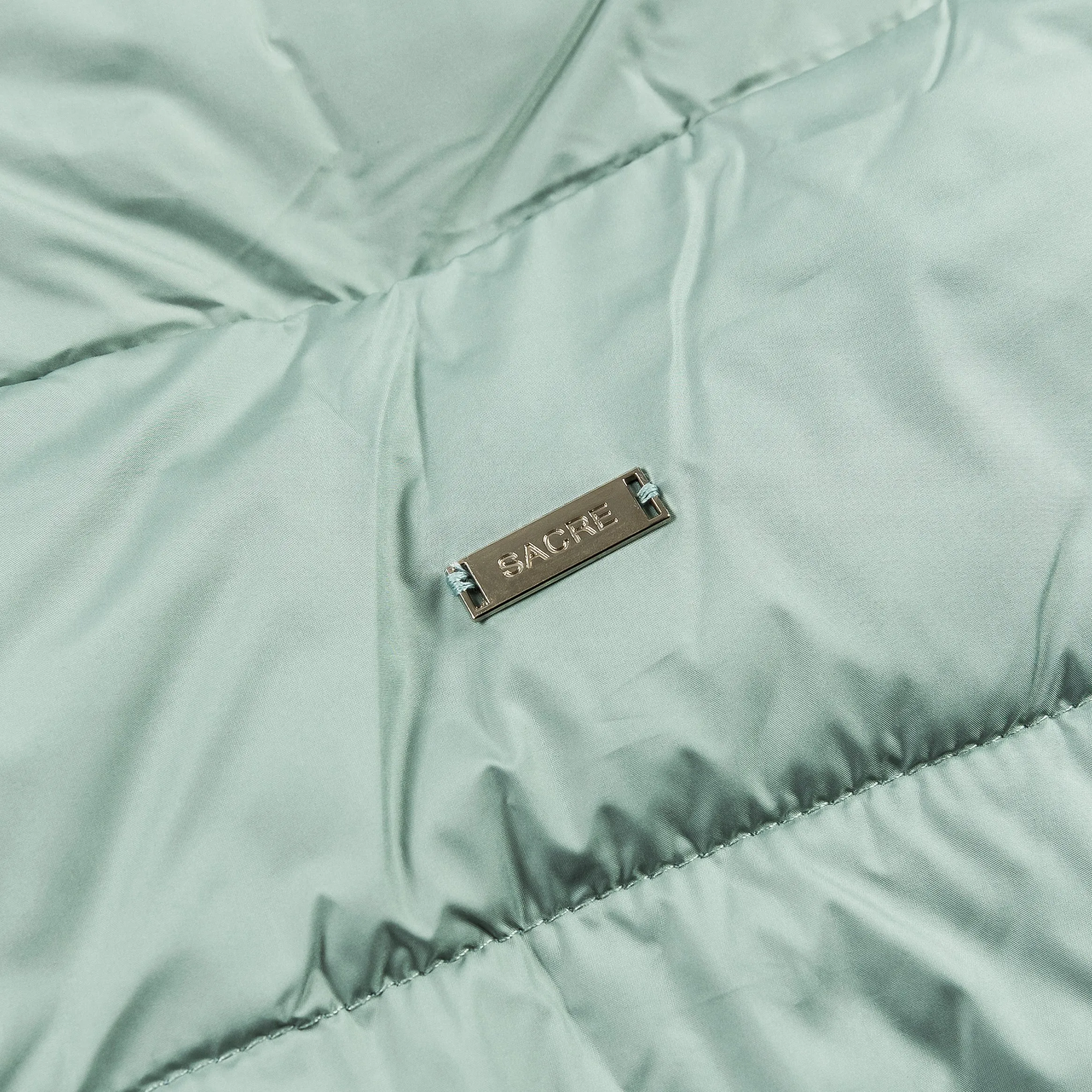 Nylon Puffer Womens Jacket (Sage)