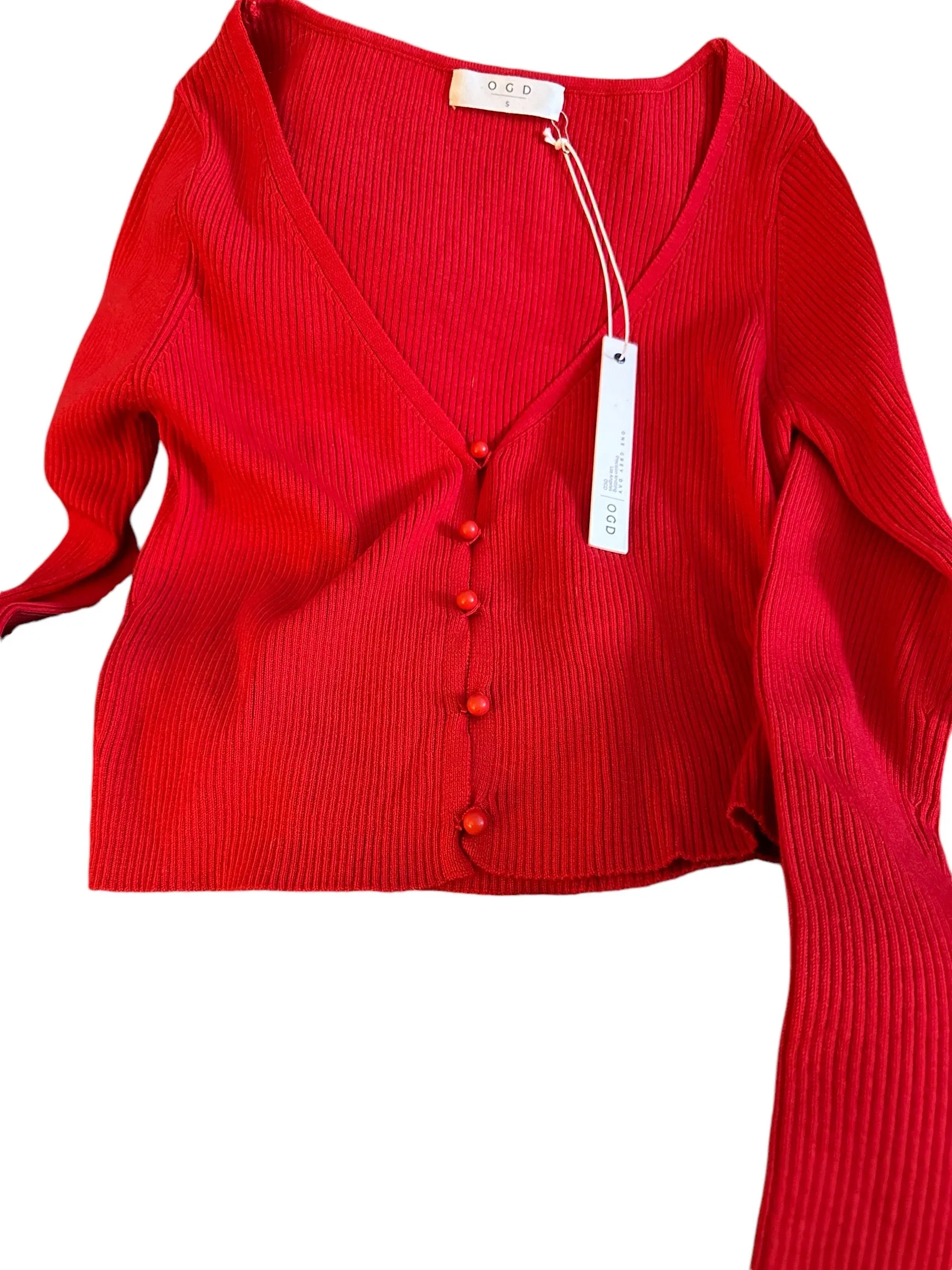 One Grey Day Lala Cardigan Red Small