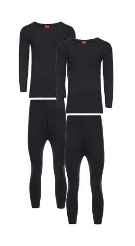 Pack of 2 Men's Thermal Underwear Set Long Sleeve Top and Long Johns for Running Hiking and Workwear Insulating Yarn by Heatwave Thermalwear