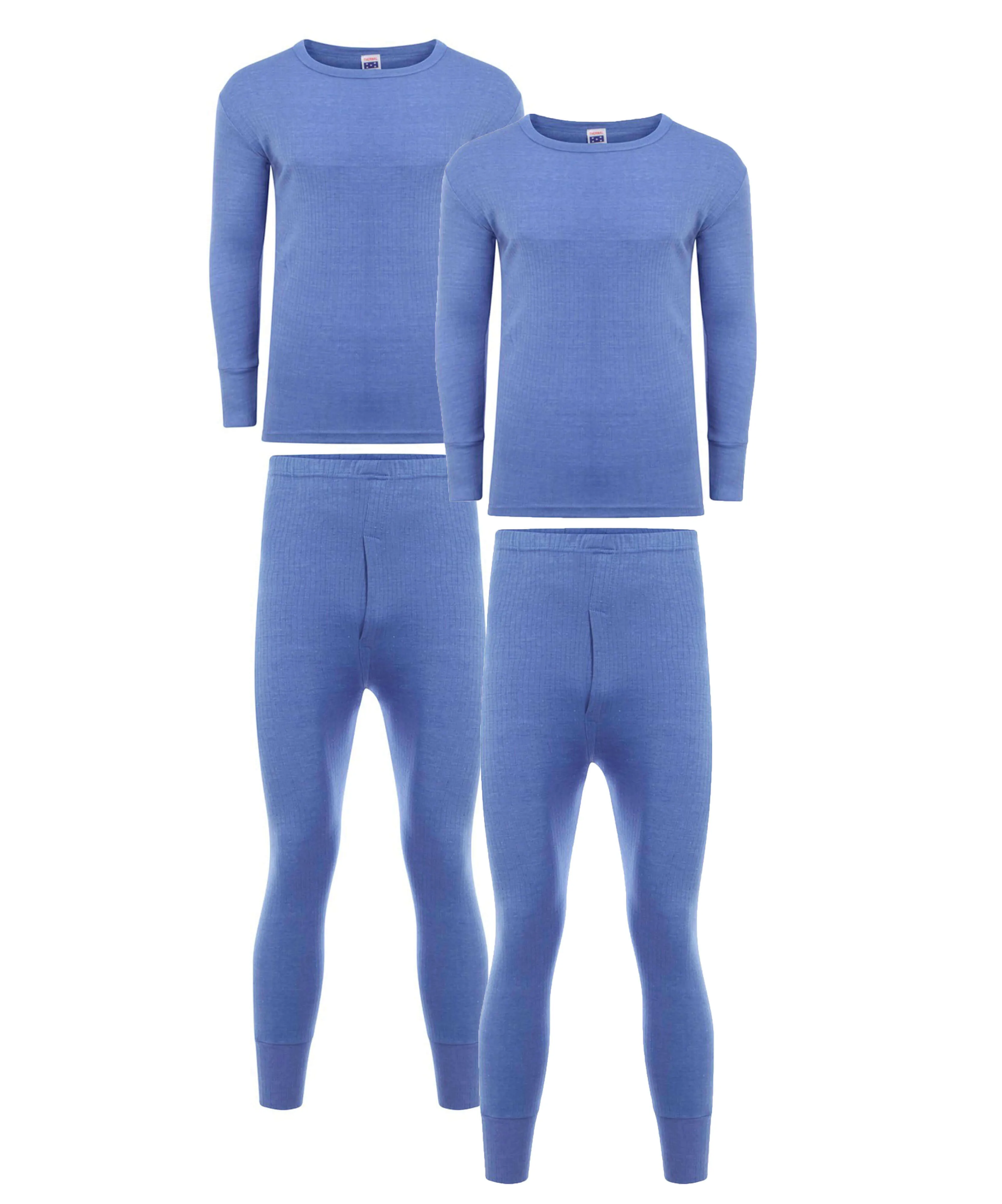 Pack of 2 Men's Thermal Underwear Set Long Sleeve Top and Long Johns for Running Hiking and Workwear Insulating Yarn by Heatwave Thermalwear