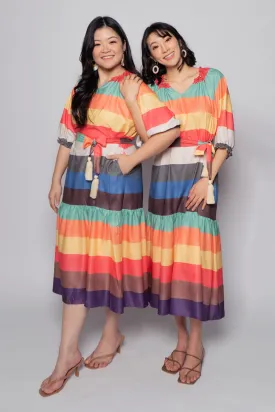 Paola Midi Dress in Rainbow